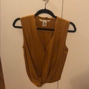 Diane von Furstenberg mustard gold silk top